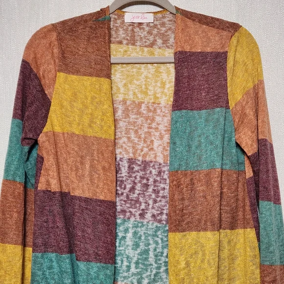 Jess Lea Striped Colorful Lightweight Duster Cardigan Long Sleeve Boho Small - Picture 4 of 9